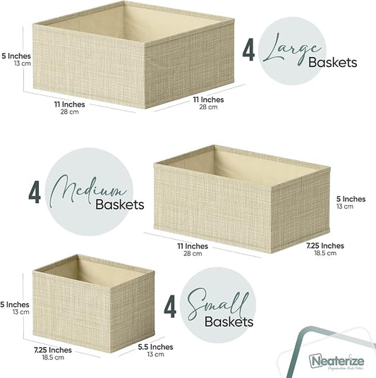 Drawer Organizer Clothes Set of 12 Beige - Image 2