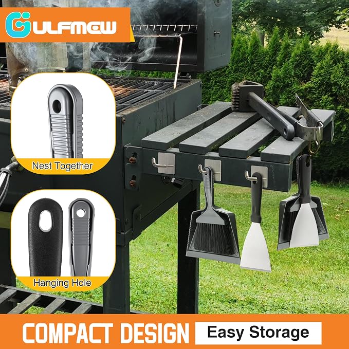 3 Piece Pellet Grill Ash Cleaning Kit, Includes Large Dust Pan, Soft Bristle - Image 3