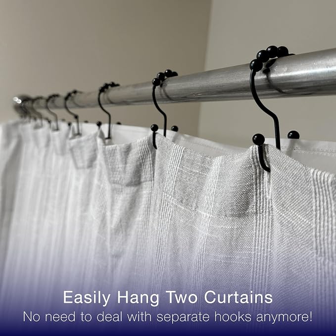 2lbDepot Double Shower Curtain Hooks Rings Premium Rust Resistant Stainless - Image 2