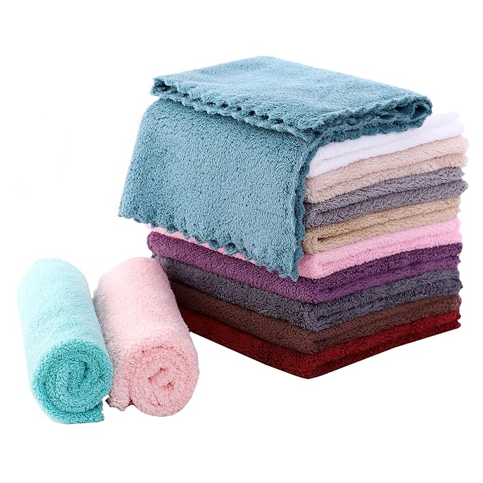 MOONQUEEN Microfiber Facial Cloths Fast Drying Washcloth 12 Pack by MOONQUEEN