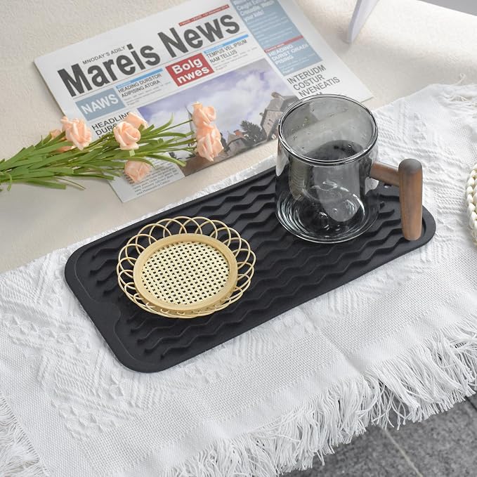 Silicone Dish Drying Mat, Non-Slip Easy Clean Sink Mat Large Heat-resistant - Image 5