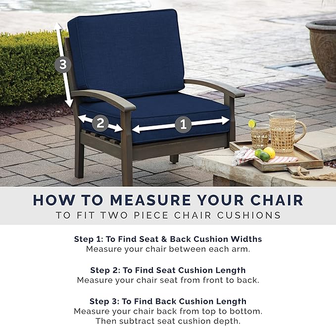 Arden Outdoor Midback Chair Cushion, 18 x 16.5, Clark Blue