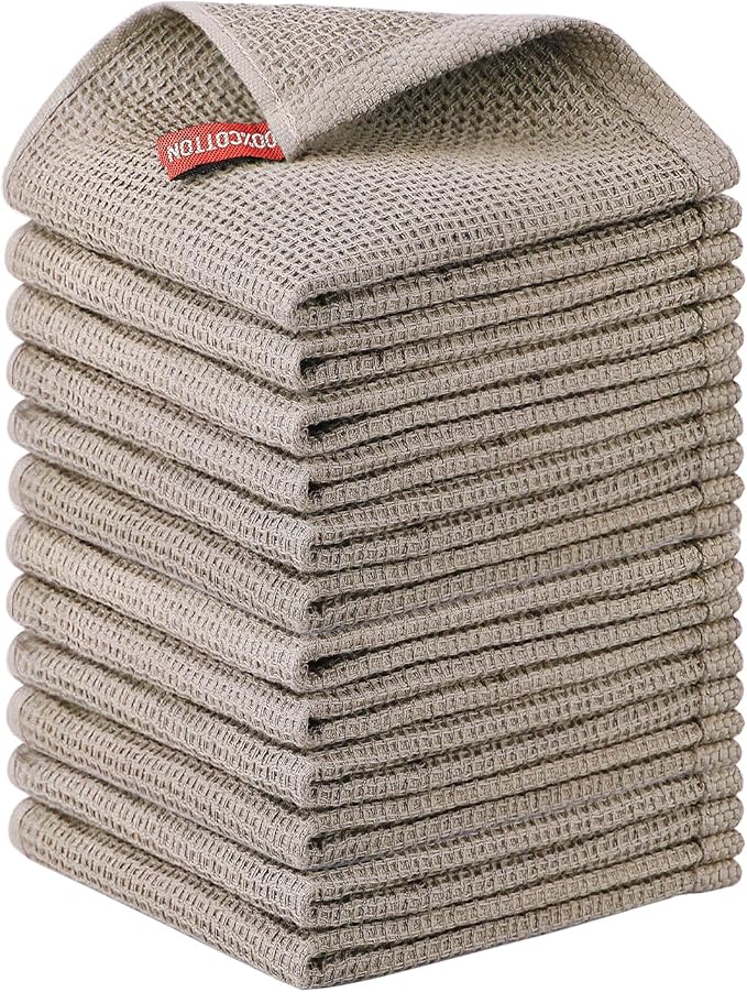 Nialnant 12 Pack Dish Towels, 100% Cotton Kitchen Towels, Soft and Absorbent by Nialnant