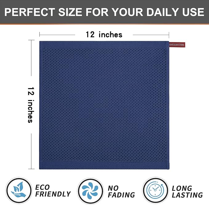 Kitinjoy 100% Cotton Kitchen Dish Cloths, 8 Pack Waffle Weave Ultra Soft - Image 5