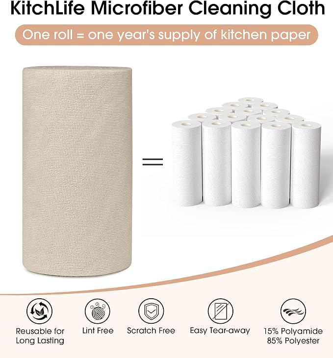 KitchLife Microfiber Cleaning Cloth Roll, 100 Pack - Image 3