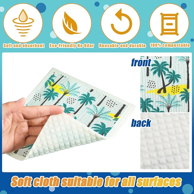 6 Pcs Swedish Kitchen Dish Towels Kitchen Cloths Reusable Sponge Cleaning - Image 7