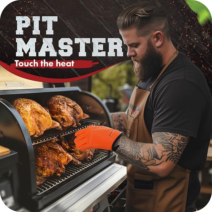 KITCHEN PERFECTION XL Silicone Smoker Oven Gloves-Extreme Heat Resistant BBQ - Image 3