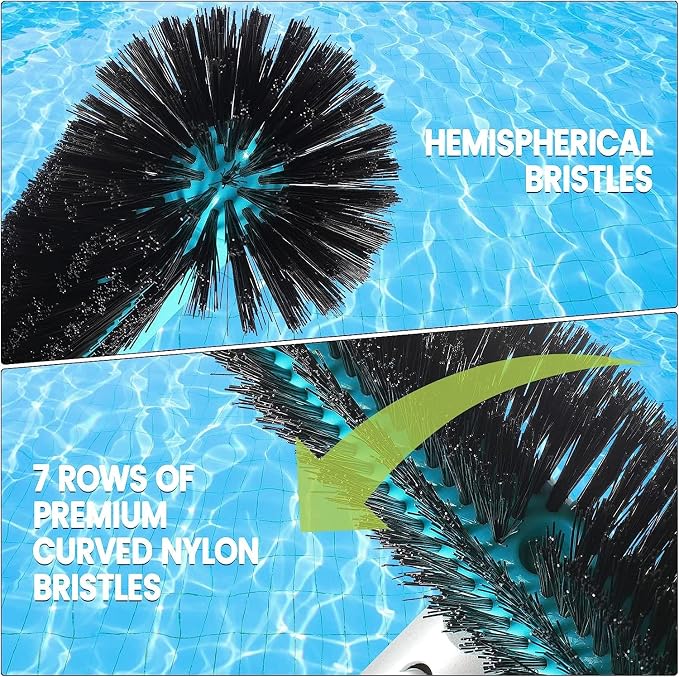 Swimming Pool Brush Head with Round Ends, 17.5" Heavy Duty Aluminum Back Head - Image 3