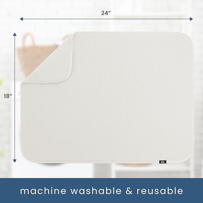S&T INC. Dish Drying Mat XL, 18” x 24”, Absorbent Microfiber Kitchen Counter Mat - Image 6