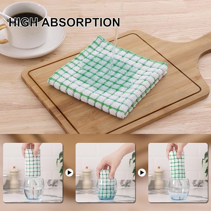 Kitinjoy Cotton 8 Pack Terry Kitchen Dish Cloths, 12 x 12 Inches Super Soft and - Image 3