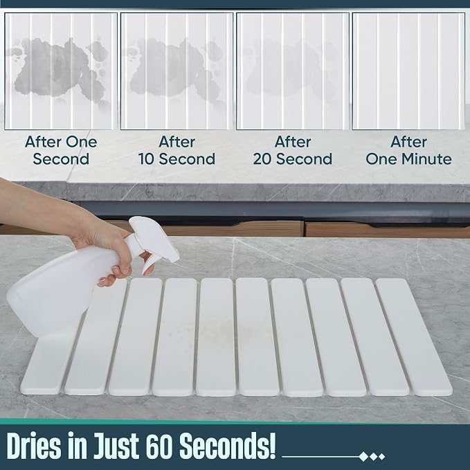 Stone Drying Mat for Kitchen Counter, Rolling Design, Quick Dry for Dishes - Image 3