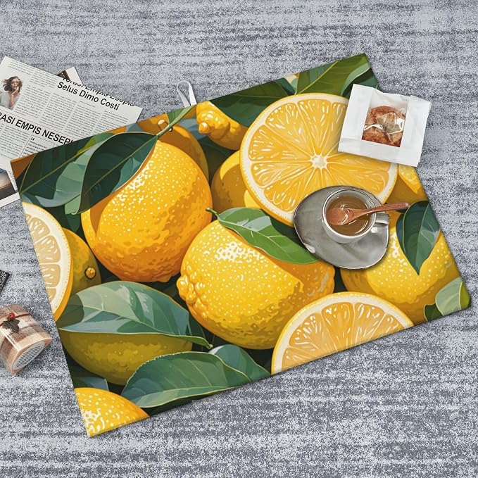 lemon Dish Drying Mat Highly Absorbent Double-Sided Microfiber - Image 4