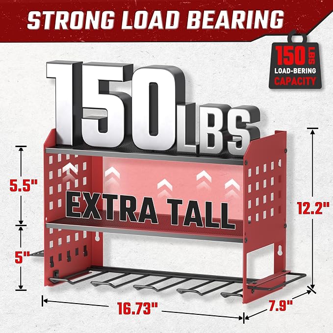 Power Tool Organizer, Heavy Duty Wall Mount Tool Organizer 3 Layers - Image 2
