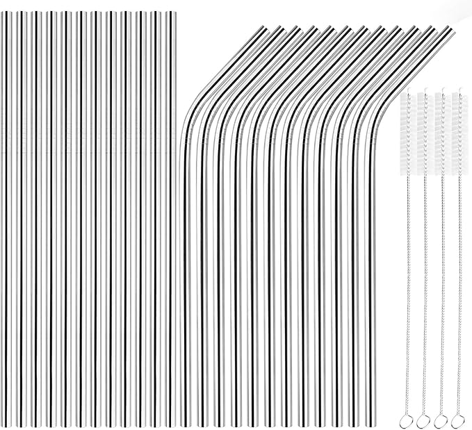 Extra Long 10.4 inch Value Pack Reusable Stainless Steel Straws Combinations by Tomorotec