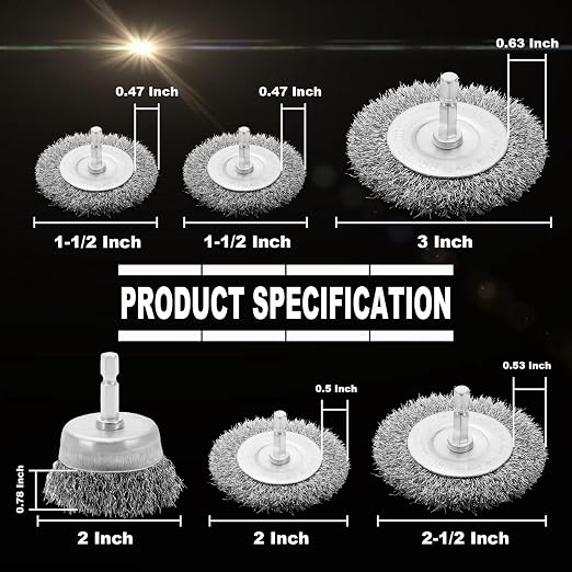 Wire Brush for Drill Set 6 Pcs, Wire Wheel for Drill - Image 2