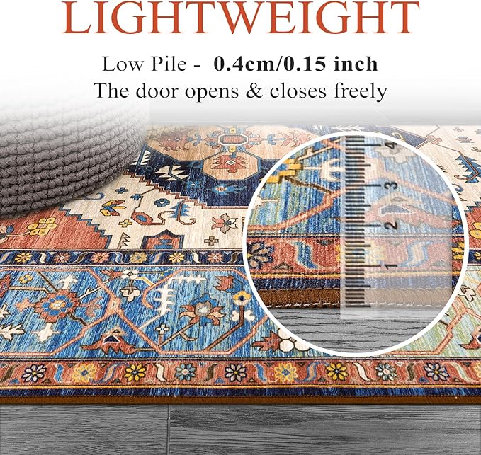 Lahome Boho Kitchen 2x7 Runner Rug - Non-Slip Washable Hallway Runner, Oriental Distressed Non-Shedding Rugs Carpet for Entryway Bedroom Laundry Room