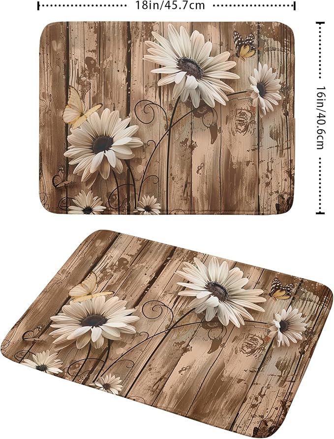 Summer Daisy Flowers Dish Drying Mat - Image 2