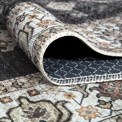 Bloom Rugs Washable Non-Slip 3' x 5' Rug - Black/Ivory Traditional Area Rug for Living Room, Bedroom, Dining Room, and Kitchen - Exact Size: 3' x 5'
