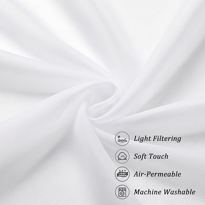 Chyhomenyc White Sheer Curtains 84 Inches Long 2 Panels Set - Image 8