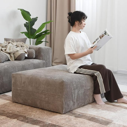 JACH 39.37" Oversized Ottoman Seater for Living Room, Deep Seat Extra Sofa Seater, Minimalist Chaise Ottoman, Modern Corduroy Ottomans for Living Room, Apartment, Light Brown ﻿