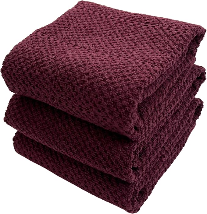 Purple Burgundy Wine Kitchen Hand Dish Towels: Oversized 28" x 18", 100% Cotton by SerafinaHome