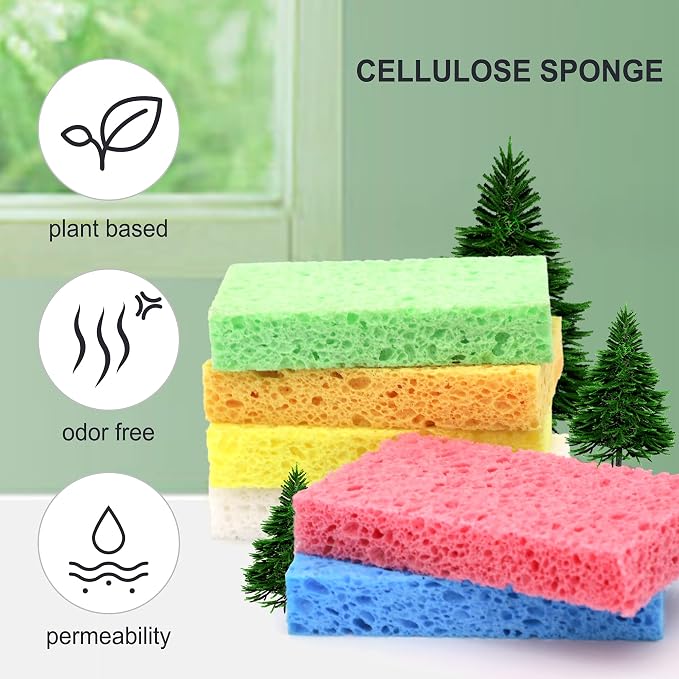 ARCLIBER Cellulose Sponges, Heavy Duty Scrub Kitchen Sponge, Clean Tough Messes - Image 3