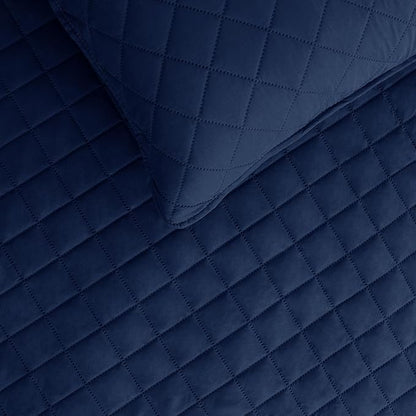 Easy-Going Full/Queen Size Reversible Quilt Set with 1 Quilt and 2 Pillow Shams, Soft Bed Quilt Cover, Water Resistant Lightweight Bedspread, Stain Resistant, Navy/Ivory