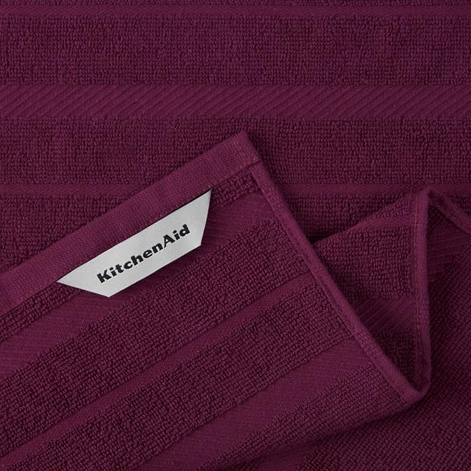 KitchenAid Albany Kitchen Towel 4-Pack Set, Boysenberry Purple/White - Image 3