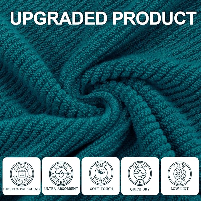 VOOVA & MOVAS Towels Set for Bathroom, 100% Cotton | Quick Dry | Soft | Thick - Image 2