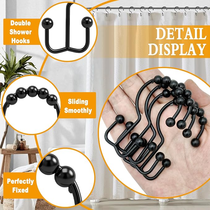Shower Curtain Hooks, Free Sliding Double Shower Hooks - Image 5