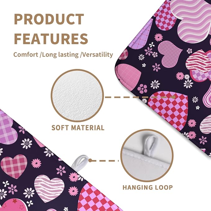 Valentine Pink Love Heart Dish Drying Mat - Image 3