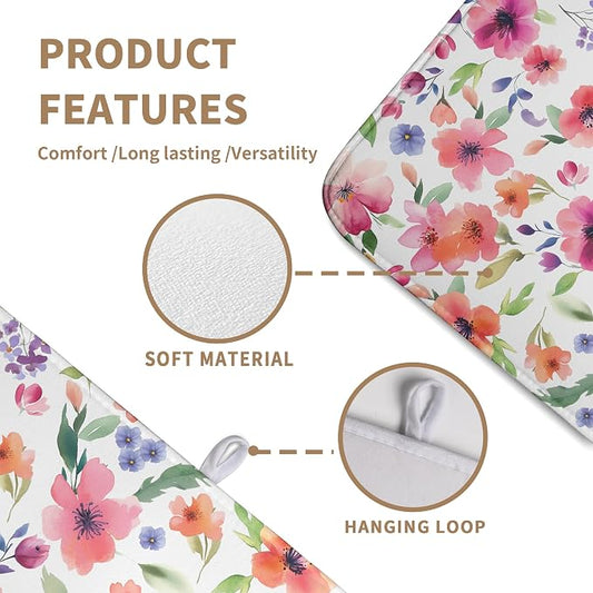 Spring Floral Dish Drying Mat Flowers Summer Kitchen Mat Dish Drying Pad - Image 2