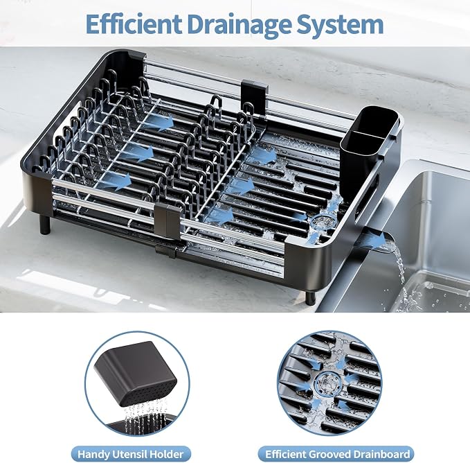 Dish Drying Rack for Kitchen Counter, Extendable Dish Rack - Image 6