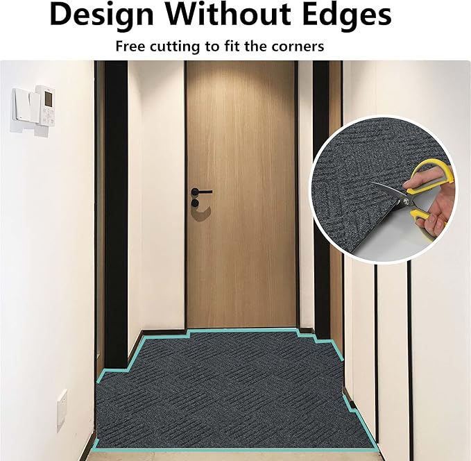 jxgzyy Commercial Hallway Runner Rugs 2'11" x 9'10", Non-Slip Indoor Outdoor Doormat, Heavy Duty Floor Mat for Entrance, Porch, Patio, Garage, High Traffic Area, Dark Grey