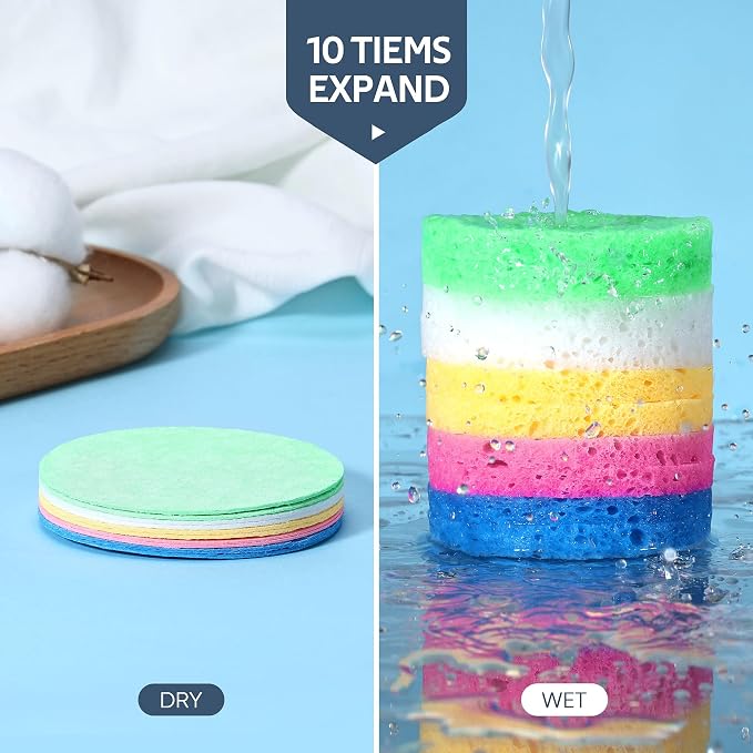 GAINWELL 50-Colored Natural Compressed Facial Sponges, - Image 4