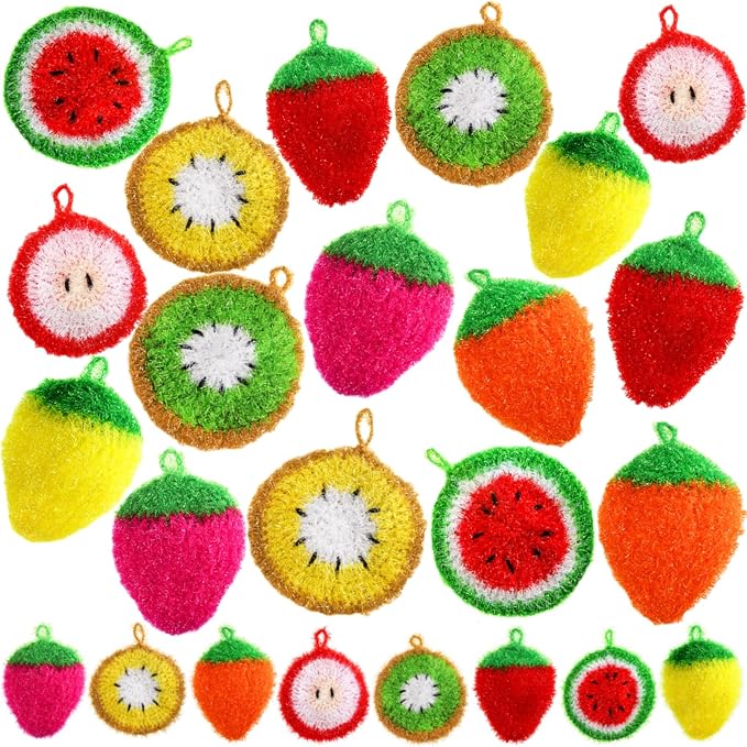 16 Pieces Fruit Dish Scrubber, Non Scratch Dish Washing Sponge, Double Layer by Acshio