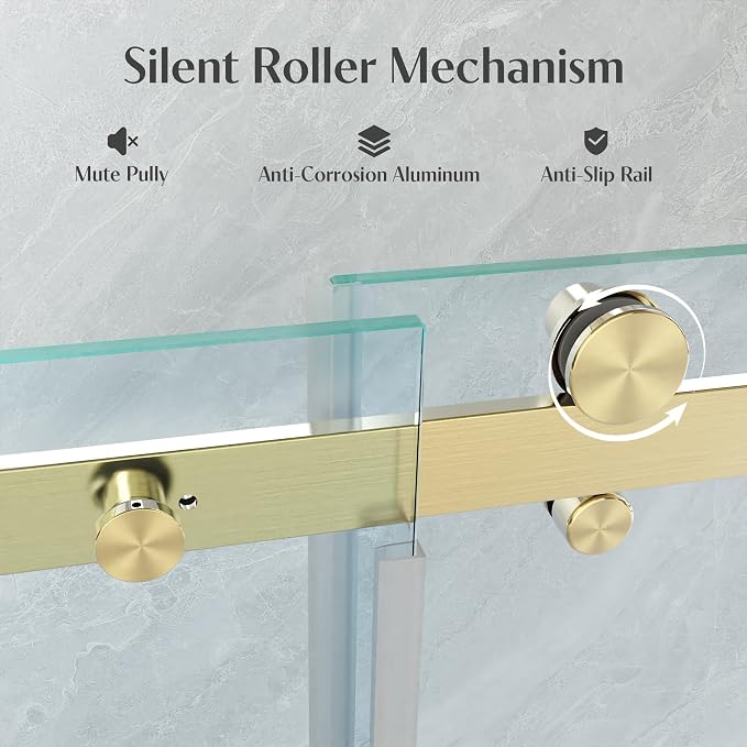 Shower Door Frameless 56-60'' W x 72'' H, Sliding Glass Door, 5/16 inch - Image 3