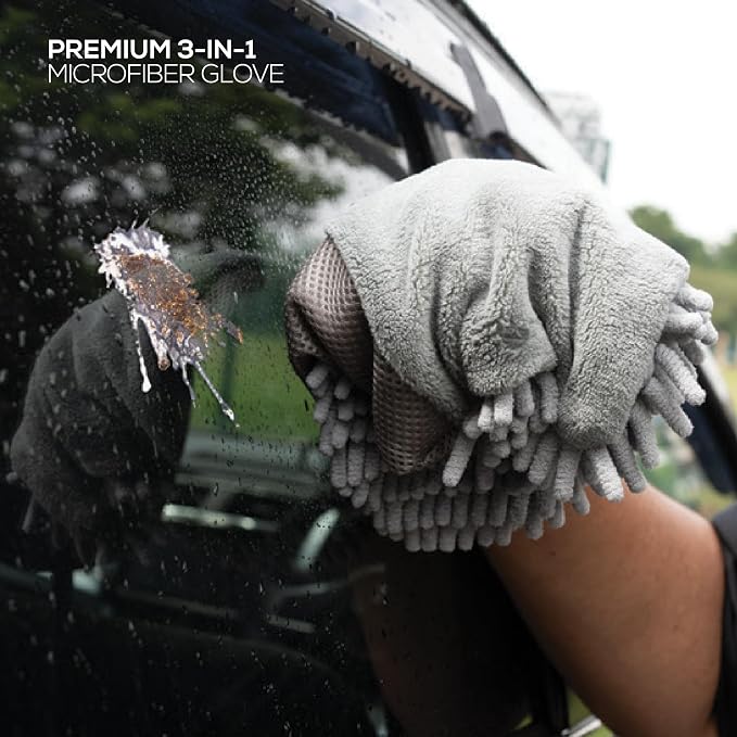 Premium 3-in-1 Car Wash Mitt Scratch Free, Cleaning Mitt, Microfiber Wash Mitts - Image 5