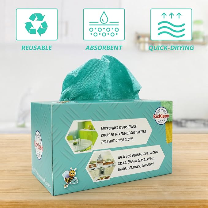 Microfiber Cleaning Cloth, Lint-Free Shop Towels Reusable, Bulk Rags in a Box - Image 4