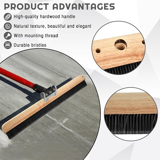 2 Pack 36 Inch Concrete Broom Finishing Tools Without Handle Wood Backed Brush - Image 3