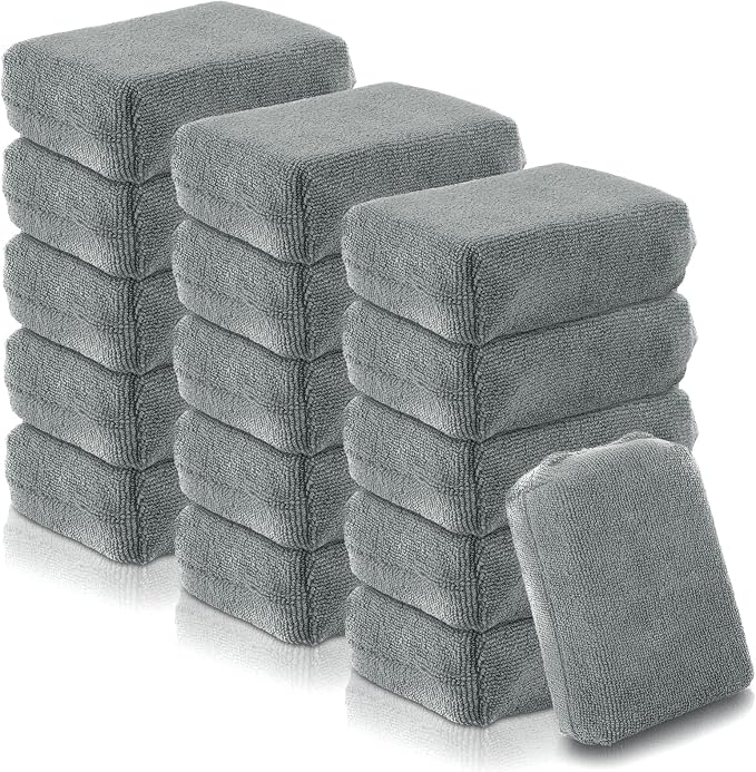 16 PCS Microfiber Applicator Pad, 4.7"x3.1" Scratch-Free Foam Buffing Scrub Pads by Mkobon
