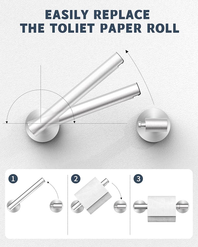 Bathroom Toilet Paper Holder Wall Mount SUS304 Stainless Steel Double Post - Image 4