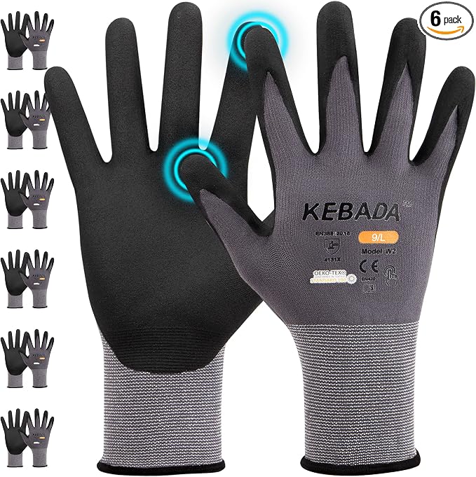 Kebada W2 Micro-Foam Coated Work Gloves, Touchscreen Working Gloves by KEBADA