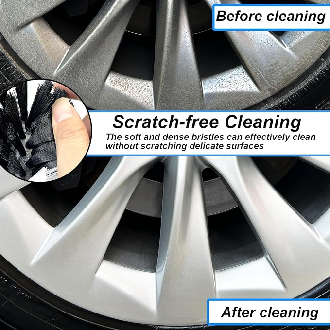Wheel Brush Kit, Soft Drill Wheel Cleaner Brush, No Scratches Highly Dense Car - Image 3