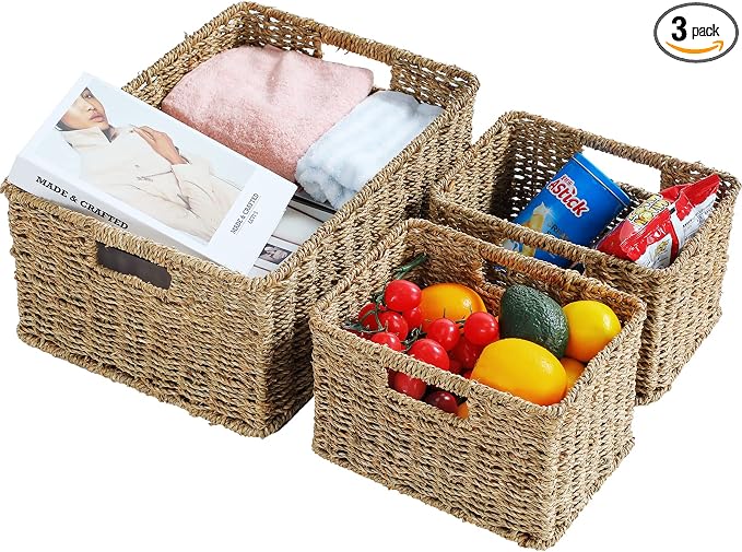 HOONEX Large Wicker Baskets for Storage, Seagrass Baskets by HOONEX