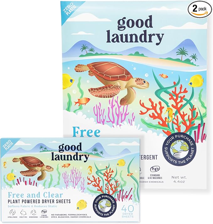 Good Laundry Detergent Sheets Unscented, & Dryer Sheet Bundle by GoodLaundry