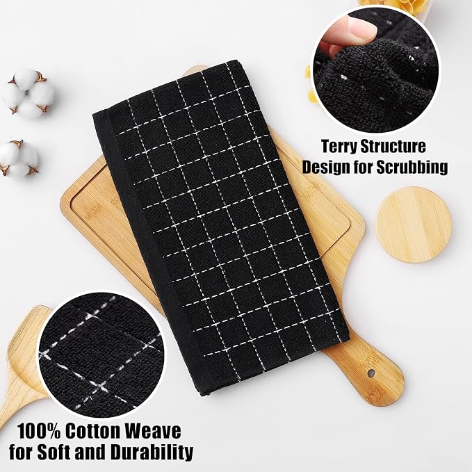 Homaxy 100% Cotton Terry Kitchen Dish Cloths, Ultra Soft and Absorbent Dish - Image 2