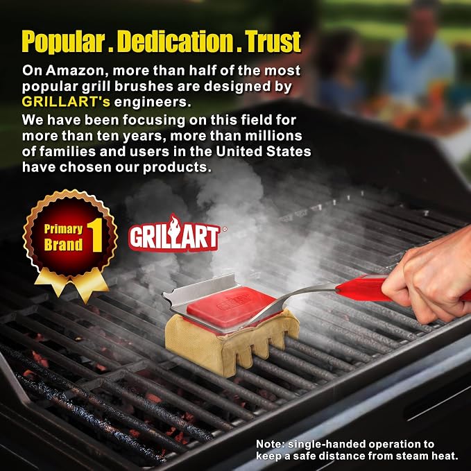 GRILLART Grill Brush Bristle Free, Replaceable BBQ Cleaning Pad, Safe - Image 7