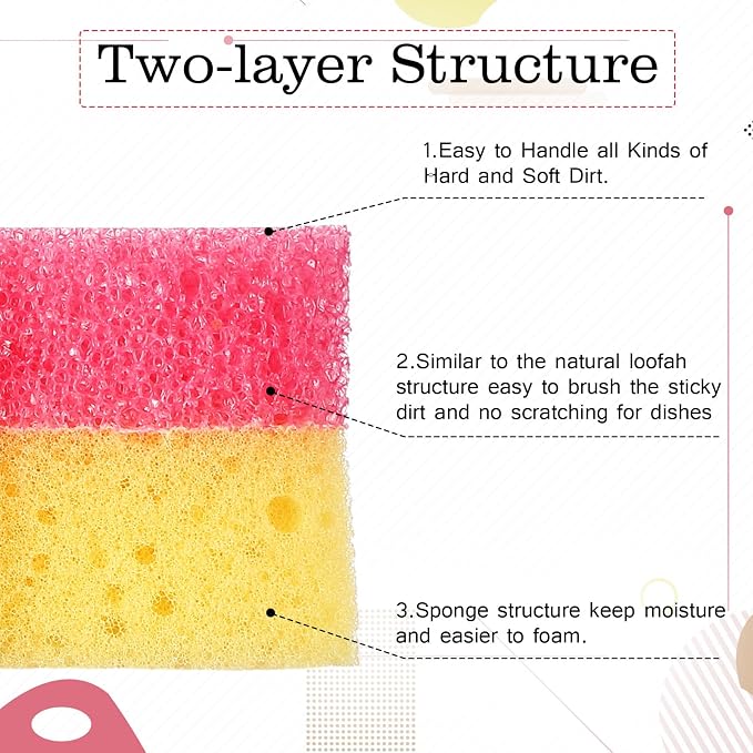 6 Pcs Cat Dual Sided Scrub Cleaning Sponges Cute Temperature Sensitive Dish - Image 3