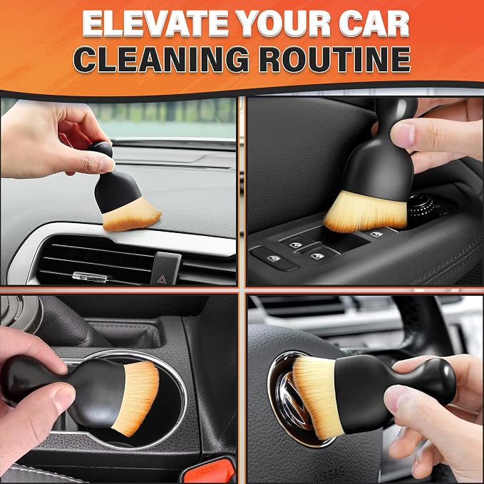 3 Pcs Car Detailing Brush Set – Curved Radian Design Car Cleaning Brush - Image 6